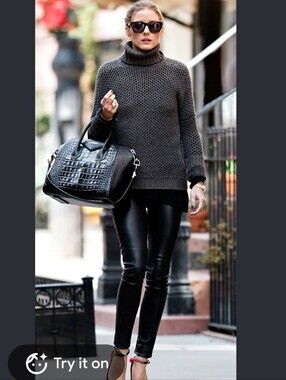 David Lerner Black Faux Leather Pants - Slim Straight